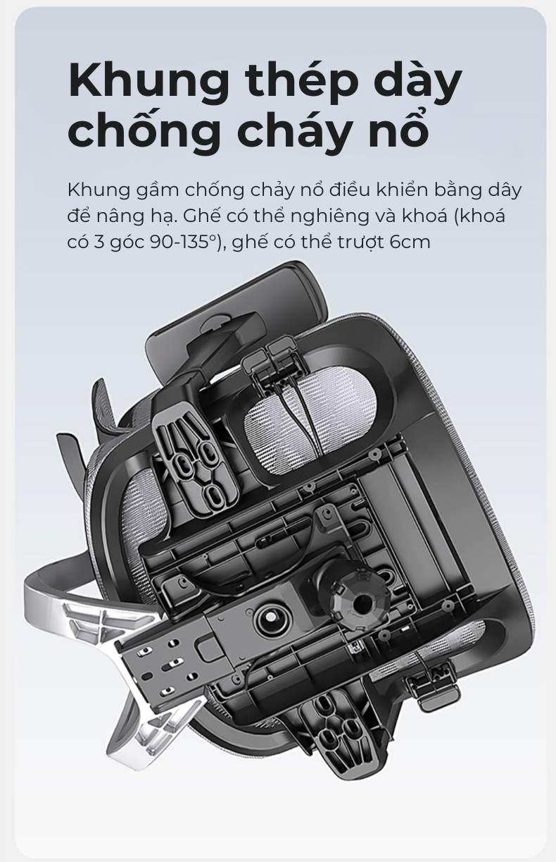 Ghế công thái học lưng kim loại Lucky V2 – không gác chân-des