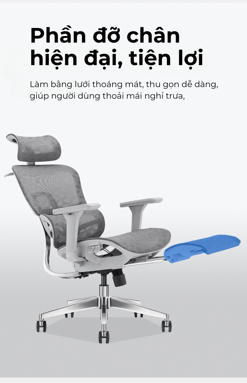 Ghế công thái học lưng kim loại Lucky V6 – không gác chân-des