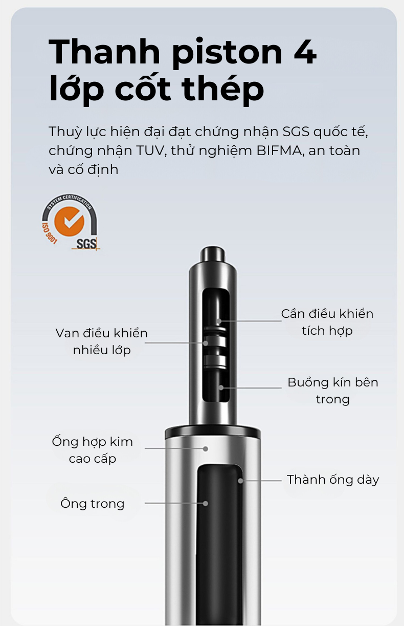 Ghế công thái học lưng kim loại Lucky V6 – không gác chân-des